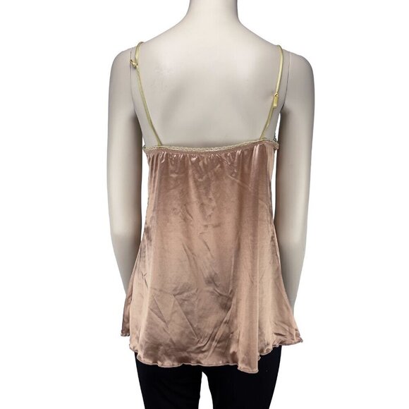 Satin Dusty Pink Babydoll Cami whit Butter Yellow Sheer Lace Night Lingerie sz S - Picture 4 of 5